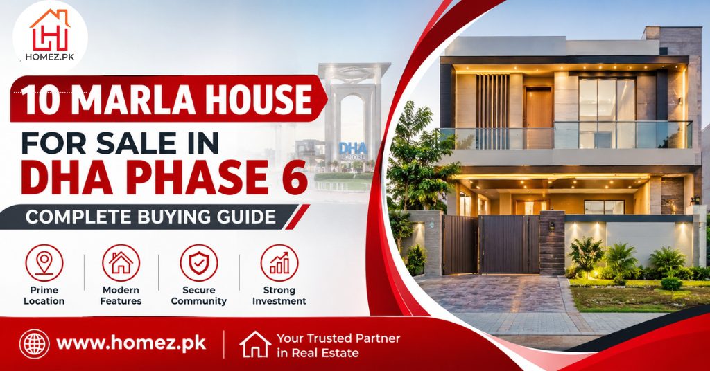 Explore this buying guide for a 10 Marla house for sale DHA Phase 6, covering prices, locations, features, documents, and investment tips.