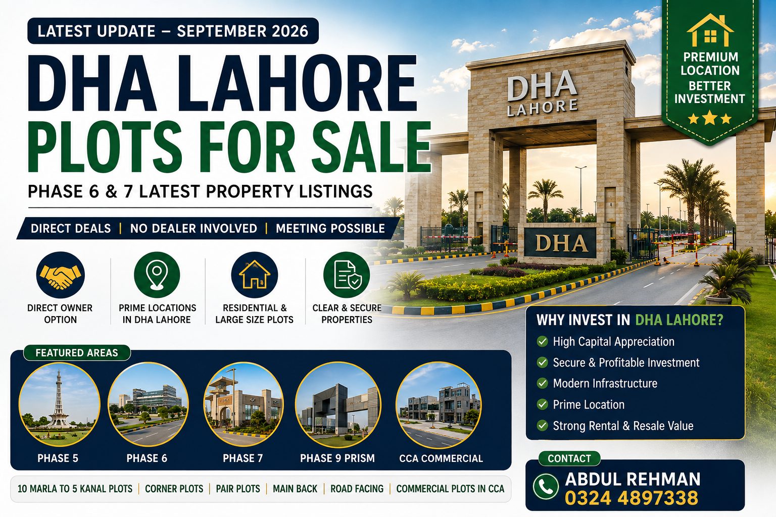DHA Lahore Plots for Sale September 2026 | Phase 6 & 7