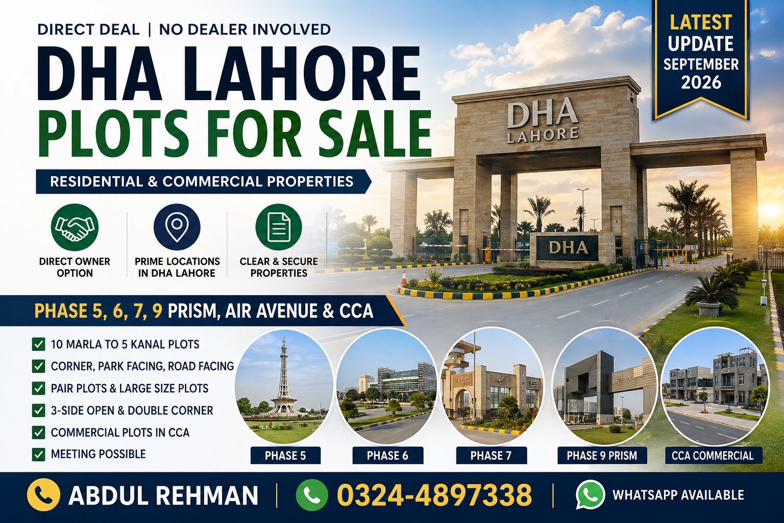 DHA Lahore Plots for Sale 2026