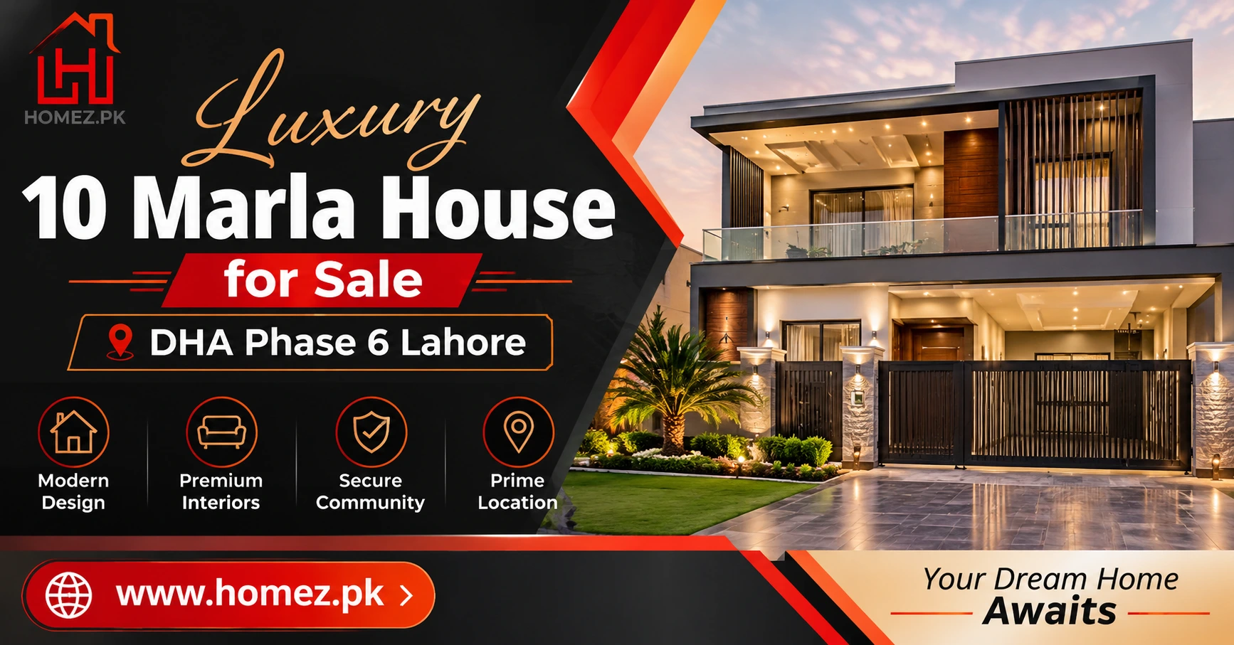 luxury 10 Marla house for sale DHA Phase 6 Lahore, featuring premium interiors, modern amenities, a prime location, and excellent investment potential.